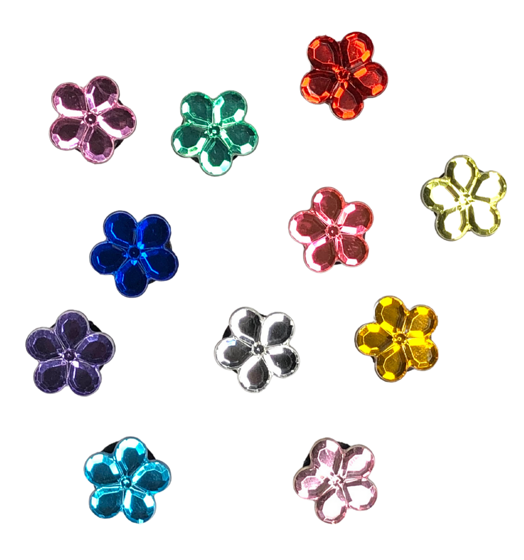 Sparkly flower charms/ 4 pieces